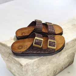 Γυναικείο Flatform Δερμάτινο Σε Χρώμα καφέ Κροκό ATENEO  brown CROCO No 38