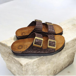 Γυναικείο Flatform Δερμάτινο Σε Χρώμα καφέ Κροκό ATENEO  brown CROCO No 38