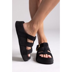 Πέδιλο Pool Fussbett δερμάτινο χρώμα μαύρο νούμερο 39