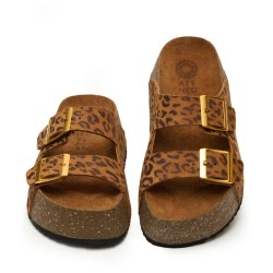 Πέδιλο Pool Fussbett δερμάτινο δερμάτινο χρώμα Tabacco Leo νούμερο 39