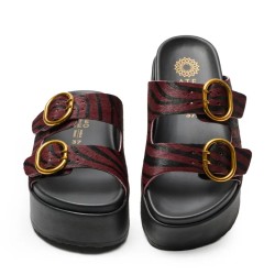 Πέδιλο Pool Fussbett δερμάτινο δερμάτινο χρώμα zebra red νούμερο 38