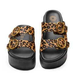 Πέδιλο Pool Fussbett δερμάτινο δερμάτινο χρώμα orange snake νούμερο 36