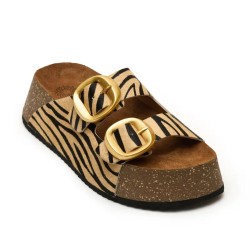 Πέδιλο Pool Fussbett δερμάτινο δερμάτινο χρώμα zebra taure νούμερο 40