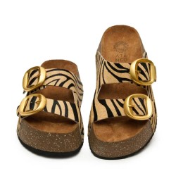 Πέδιλο Pool Fussbett δερμάτινο δερμάτινο χρώμα zebra taure νούμερο 40