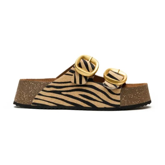 Πέδιλο Pool Fussbett δερμάτινο δερμάτινο χρώμα zebra taure νούμερο 40