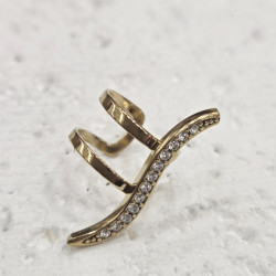 Σκουλαρίκι Ear cuff με στρας από ατσάλι 316L σε χρυσό χρώμα 