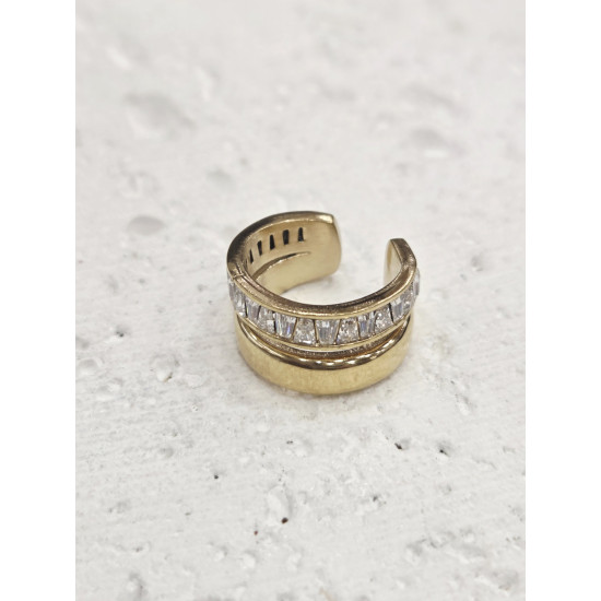 Σκουλαρίκι Ear cuff με παγέτα από ατσάλι σε χρυσό χρώμα 316L