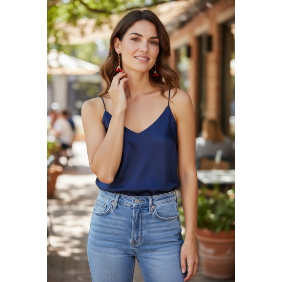 Σκουλαρίκια κερασάκια σε κόκκινο από ατσάλι από ατσάλι 316L σε χρυσό χρώμα