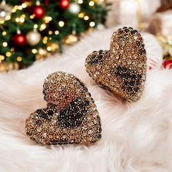 Γυναικεία Σκουλαρίκια λεοπάρ καρδιές μαρκασίτης