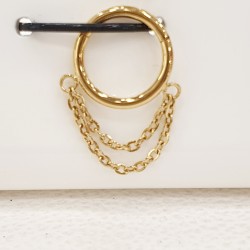 Σκουλαρίκι Piercing septum κρικάκι με αλυσιδάκια από ατσάλι L316 σε χρυσό