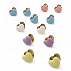 Σκουλαρίκια "Hearts" από Ατσάλι Χρυσό 316L και Καρδιά από Σμάλτο Διπλής Όψης