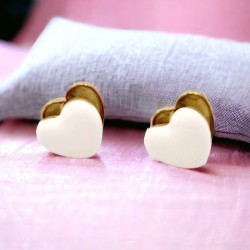 Σκουλαρίκια "Hearts" από Ατσάλι Χρυσό 316L και Καρδιά από Σμάλτο Διπλής Όψης
