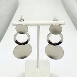 Σκουλαρίκια μακριά με κύκλους και κίνηση  από ατσάλι L316 σε ασημένιο χρώμα 