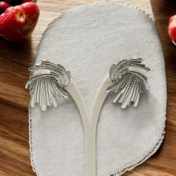 Σκουλαρίκια καρφωτά βεντάλια από ατσάλι L316 σε ασημένιο χρώμα 