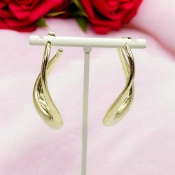 Σκουλαρίκια κρίκοι ιδιαίτεροι με κύμα από ατσάλι L316 σε χρυσό χρώμα 