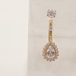 Σκουλαρίκι Piercing αφαλού από τιτάνιο με ζιργκόν σε χρυσό χρώμα 