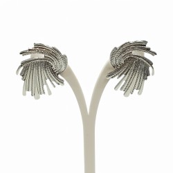 Σκουλαρίκια καρφωτά βεντάλια από ατσάλι L316 σε ασημένιο χρώμα 