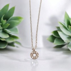 Κολιέ κύκλος κοντό ασημένιο 925 με λευκά ζιργκόν 