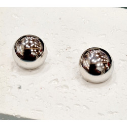 Σκουλαρίκια στρογγυλά από ατσάλι L316  σε χρώμα ασημένιο