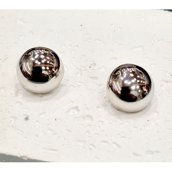 Σκουλαρίκια στρογγυλά από ατσάλι L316  σε χρώμα ασημένιο