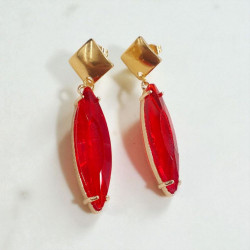 Σκουλαρίκια από ατσάλι 316L με κόκκινο κρύσταλλο