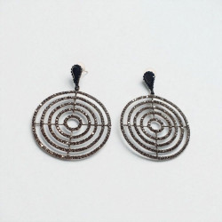 Σκουλαρίκια μακριά κύκλος με μαρκασίτη από ατσάλι 