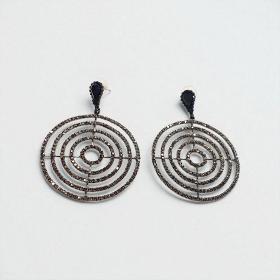 Σκουλαρίκια μακριά κύκλος με μαρκασίτη από ατσάλι 