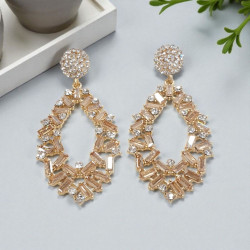 Σκουλαρίκια μακριά με κρύσταλλο μπεζ από ατσάλι 