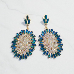 Σκουλαρίκια μακριά με κρύσταλλο  από ατσάλι 