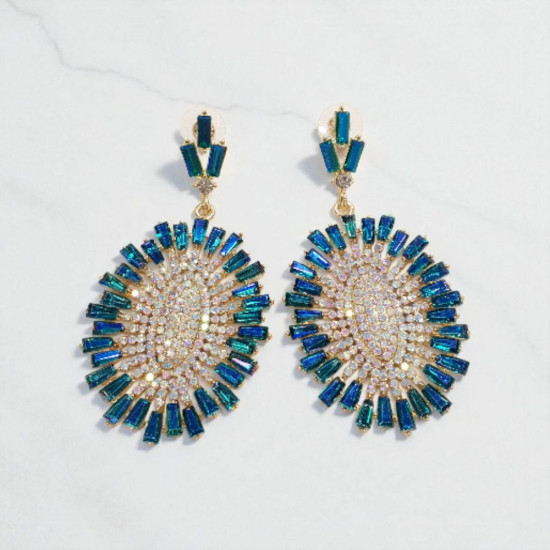 Σκουλαρίκια μακριά με κρύσταλλο  από ατσάλι 