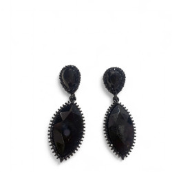 Σκουλαρίκια μακριά με κρύσταλλο μαύρο από ατσάλι
