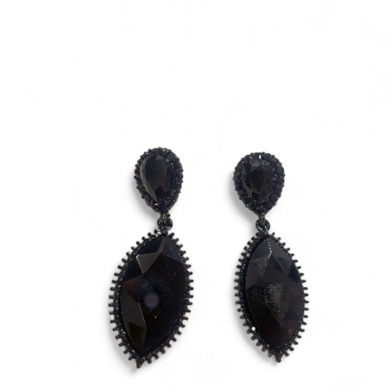 Σκουλαρίκια μακριά με κρύσταλλο μαύρο από ατσάλι