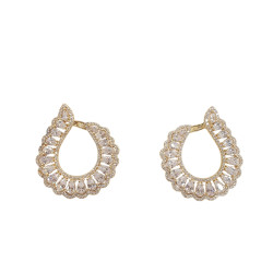 Σκουλαρίκια ασημένια 925 επίχρυσα με ζιργκόν