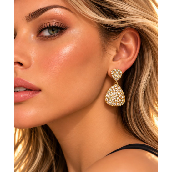 Σκουλαρίκια με στρας από ατσάλι σε χρώμα χρυσό