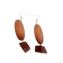 Σκουλαρίκια ξύλινα με γεωμετρικό σχήμα