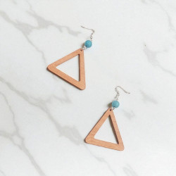 Σκουλαρίκια ξύλινα με γεωμετρικό σχήμα