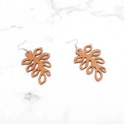 Σκουλαρίκια ξύλινα με φύλλο 