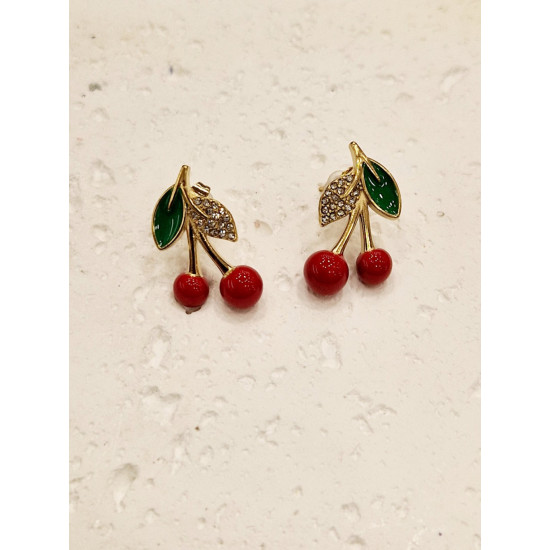 Σκουλαρίκια "cherry" από ατσάλι L316 σε χρυσό χρώμα 