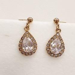 Σκουλαρίκια σταγόνα με ζιργκόν  από ατσάλι 316L σε χρυσό χρώμα