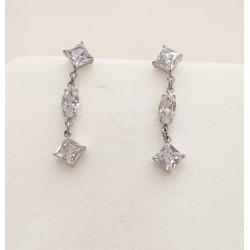 Σκουλαρίκια σταγόνα με ζιργκόν  από ατσάλι 316L σε ασημένιο χρώμα