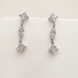 Σκουλαρίκια σταγόνα με ζιργκόν  από ατσάλι 316L σε ασημένιο χρώμα