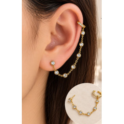 Σκουλαρίκι ear cuff με ζιργκόν από χειρουργικό ατσάλι σε χρυσό χρώμα 