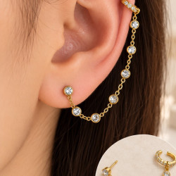 Σκουλαρίκι ear cuff με ζιργκόν από χειρουργικό ατσάλι σε χρυσό χρώμα 