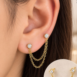 Σκουλαρίκι ear cuff με ζιργκόν από χειρουργικό ατσάλι σε χρυσό χρώμα 