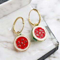 Σκουλαρίκια καρπούζι με κρικάκια από ατσάλι L316 σε χρυσό χρώμα 