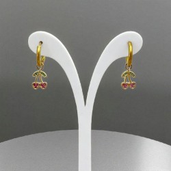 Σκουλαρίκια κερασάκια με κρικάκια από ατσάλι L316 σε χρυσό χρώμα 