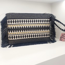 Τσαντάκι φάκελος χειροποίητο υφαντό με μοτίφ & φερμουάρ 