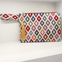 Τσαντάκι χειροποίητο υφαντό με μοτίφ & φερμουάρ 
