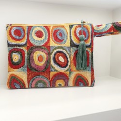 Τσαντάκι χειροποίητο υφαντό με μοτίφ & φερμουάρ 