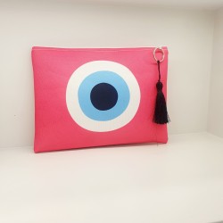 Τσαντάκι φάκελος χειροποίητο με μοτιφ μάτι με φερμουάρ 